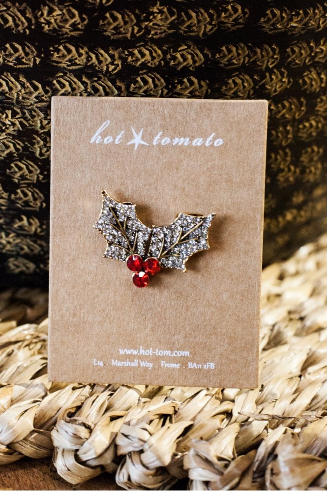 Hot Tomato Holly & Berry Brooch