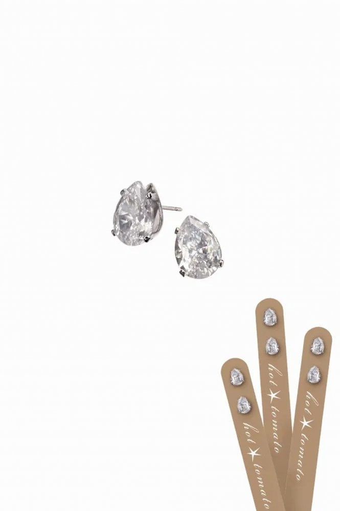 Hot Tomato Pear Drop Crystal Studs