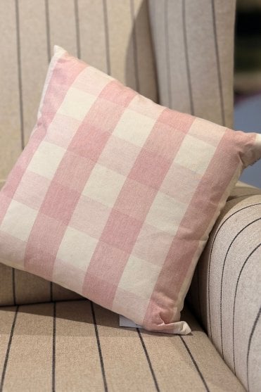 Avon Check Small Edge Cushion in Pink