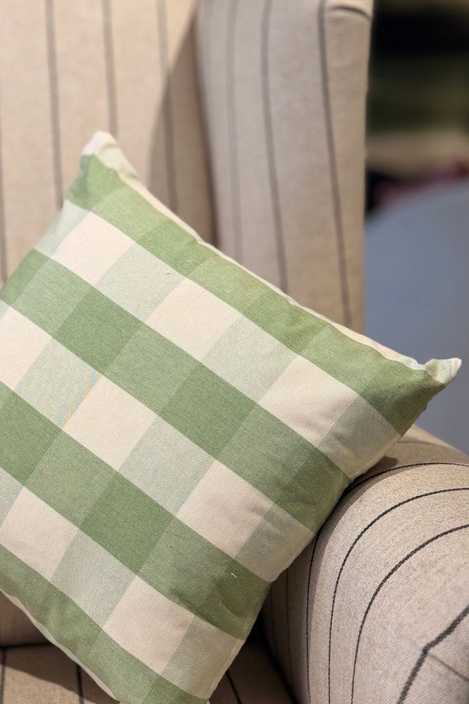 Ian Mankin Avon Check Small Edge Cushion in Sage