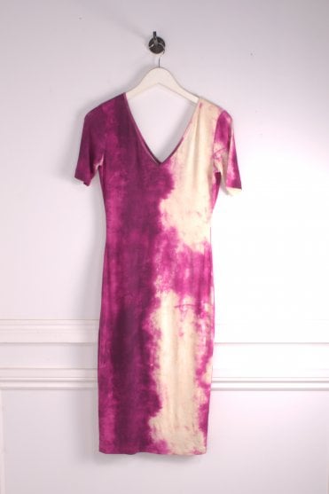 V Neck Tie Dye Dress with 3/4 Sleeve