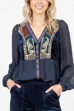 Jocelyne Blouse in Navy Blue