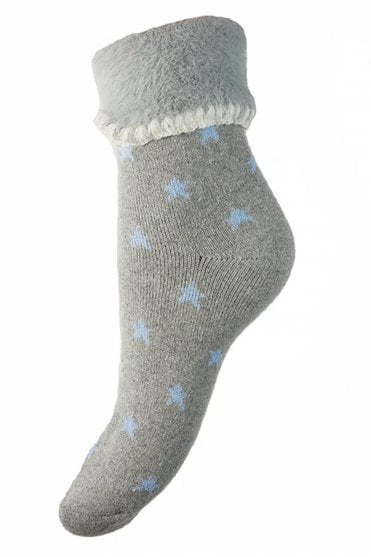 Grey and Blue Star with Faux Fur Cuff