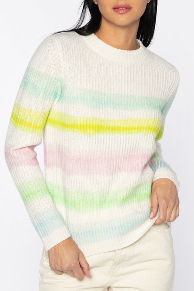 Kinross Painted Stripe Crew in Ivory