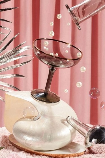 Set of 2 Smoked Champagne Coupes