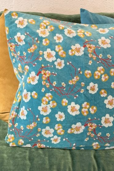 Square Cushion Cover in Blossom Blue