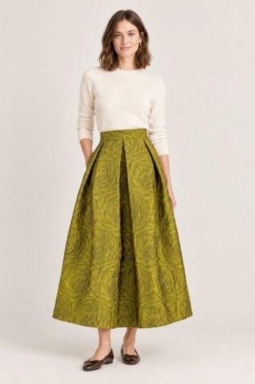 Luna Skirt in Glimmer Green