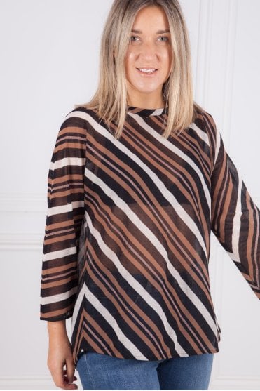 Diagonal Stripe Knit with Tie Back