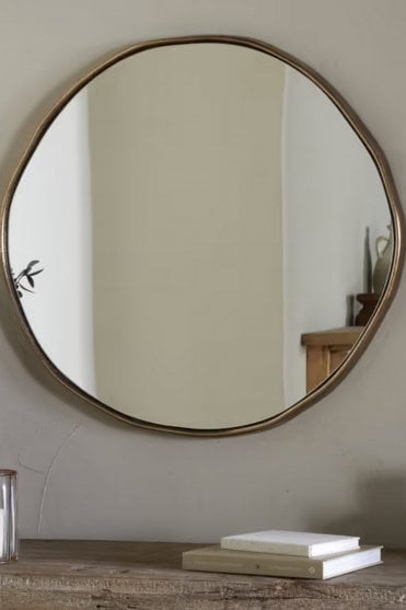 Mchanga Organic Shape Mirror - Antique Brass