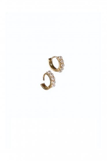 Micro Hoops with Pearl in Gold