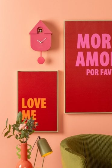Modern Cuckoo Clock in Bright Pink