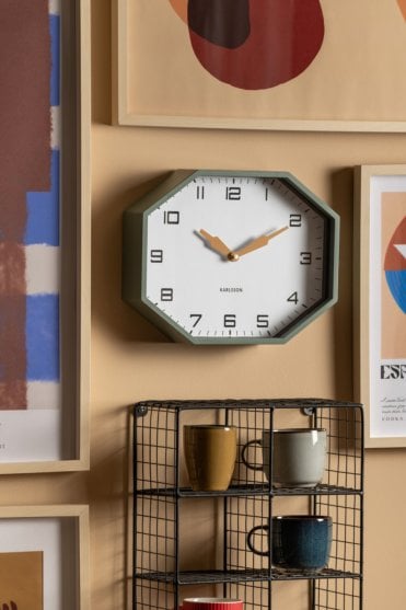 Modern Octagon Wall Clock in Jungle Green