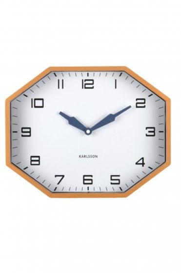 Modern Octagon Wall Clock in Ochre Yellow