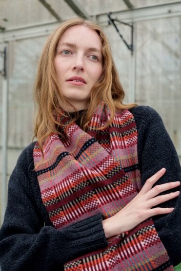 Modern Tartan Scarf in Forest