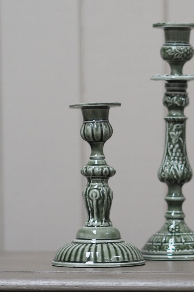Morgan Wright Enamel Candlestick in Forest
