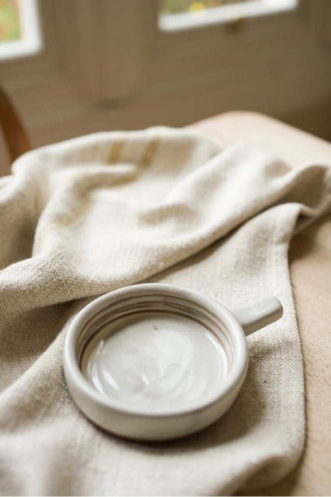 Morgan Wright Handprinted Breton Stripe Olive Bowl in Taupe