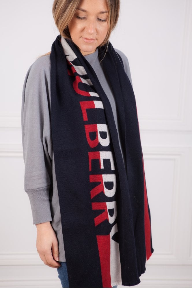 Mulberry Logo Woven Scarf Wool