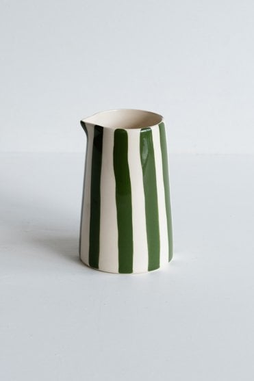 Candy Stripe Creamer in Moss Green