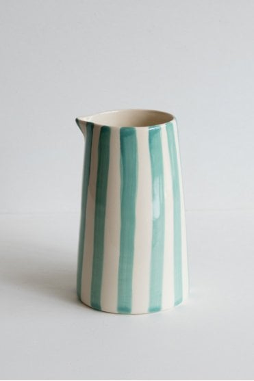 Large Pitcher in Mint Candy Stripe