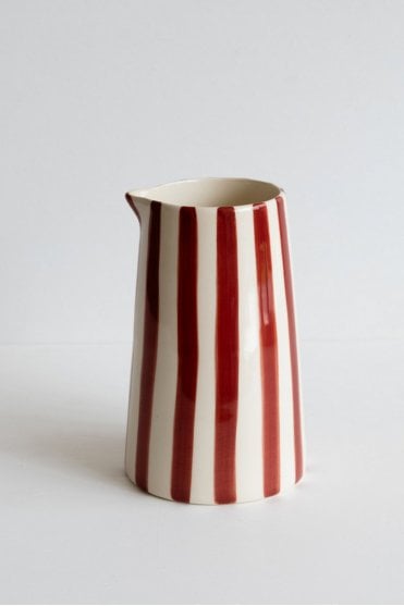 Large Pitcher in Paprika Candy Stripe