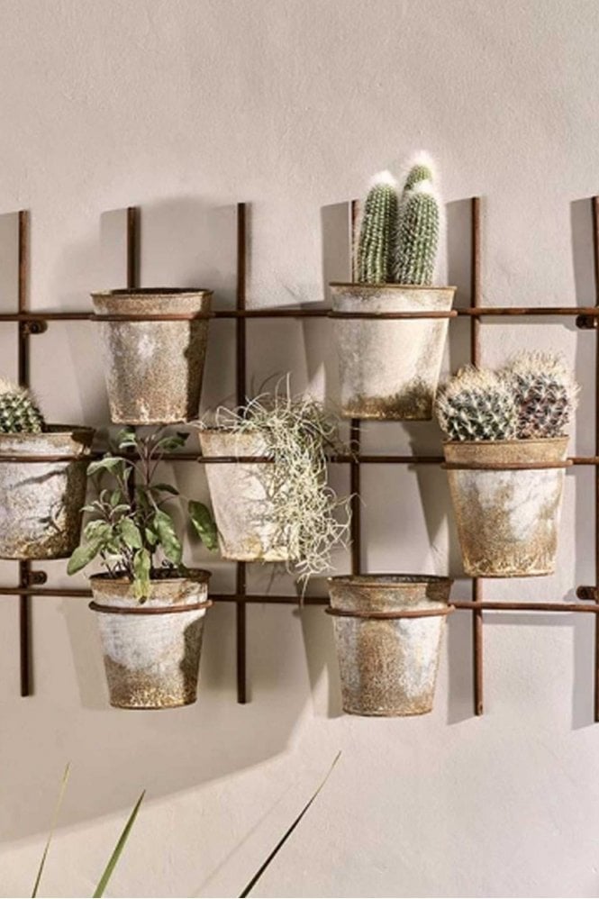 Nkuku Abari Wall Hung Planter Aged Zinc