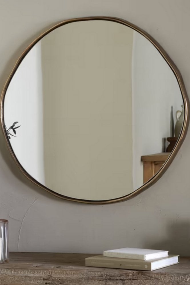Nkuku Mchanga Organic Shape Mirror - Antique Brass