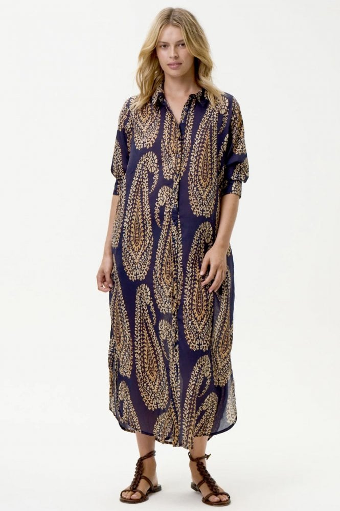 One Season Daisy Cotton Dress in Provence Navy Paisley