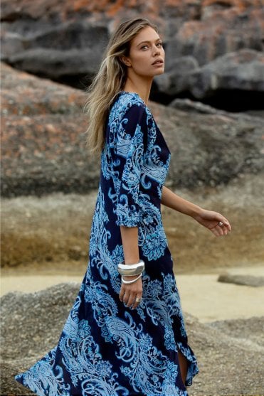 Long Poppy Cotton Dress in Barbuda