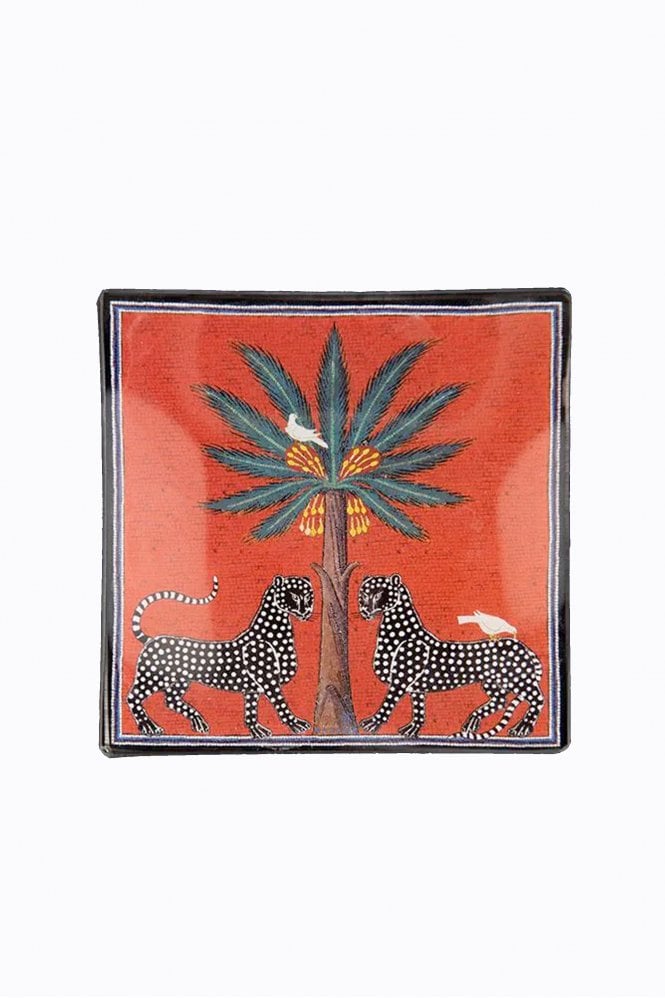 Ortigia Glass Plate Mosaico Red 11x11cm
