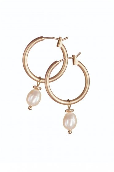 Pearl Drop Captured on Hoop Earrings