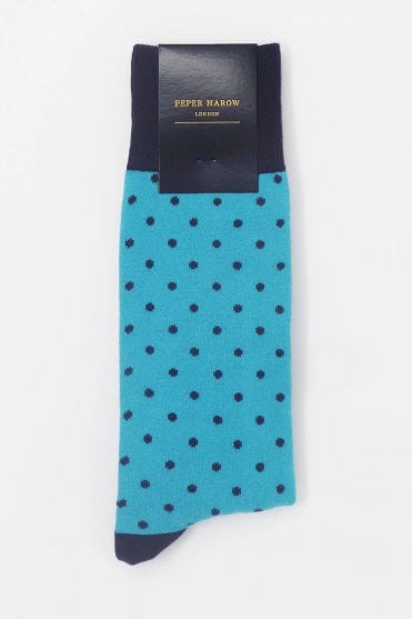 Azure Blue Pin Polka Men's Socks