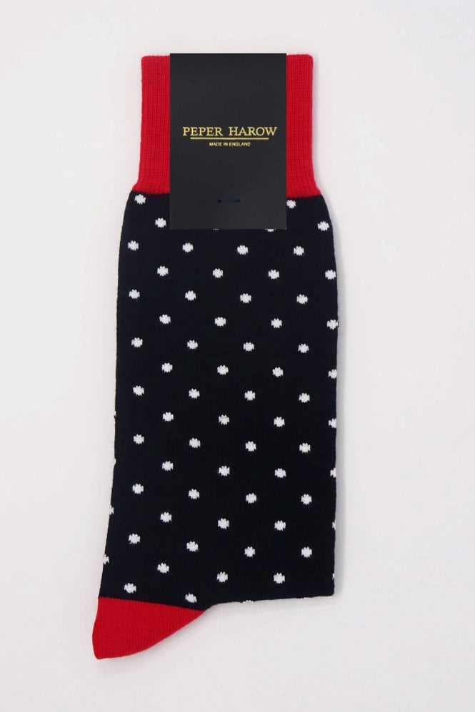 Peper Harow Black Pin Polka Men's Socks