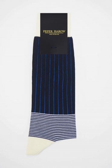 Oxford Stripe Mens Socks - Black