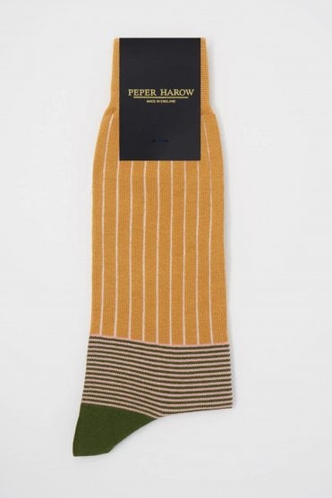 Oxford Stripe Socks in Mustard