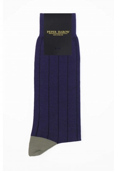 Pin Stripe Mens Cotton Socks in Purple