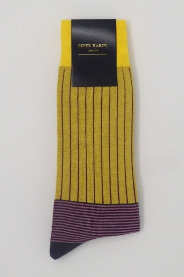 Yellow Oxford Stripe Men's Socks