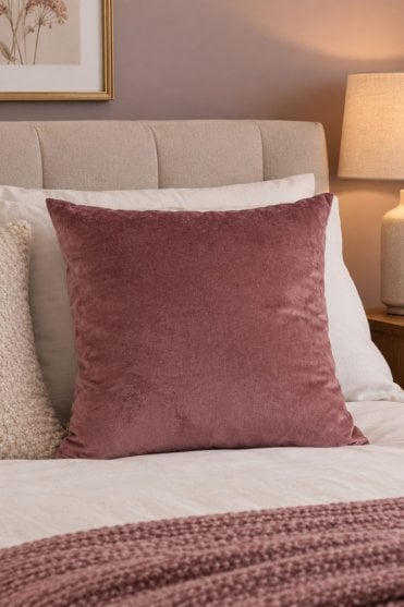 Plain Velvet Cushion Cover in Rose Wine
