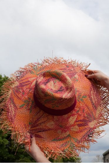 Straw Printed Pamela Orange