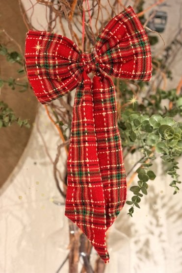 Red Tartan Bow Decoration