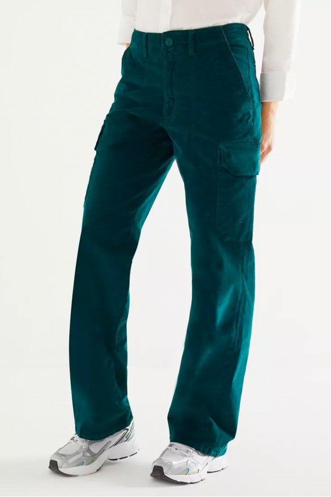 Reiko Battle Velvet Cargo Trouser in Antic Green