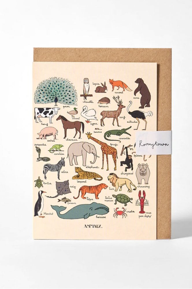 Roomytown Les Animaux Greeting Card
