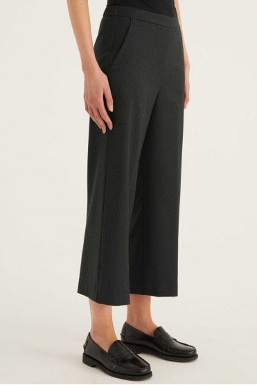 Wide Leg Crop Trousers in Dark Grey