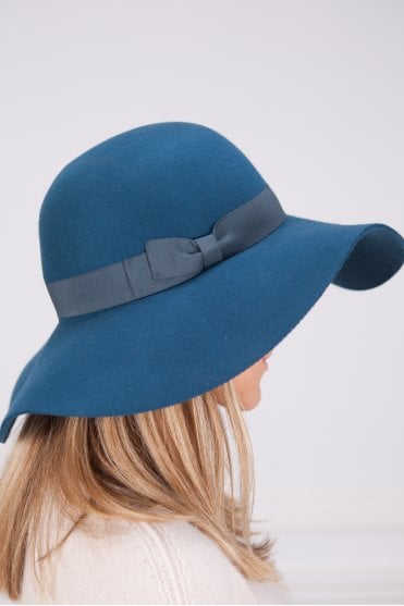 Felt Floppy with Ribbon Trim in Jade