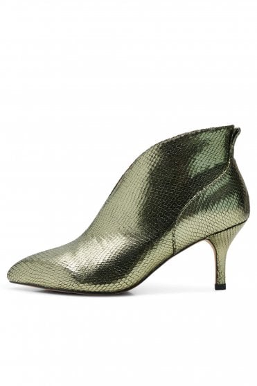 Valentine Snake Boot in Silver Olive