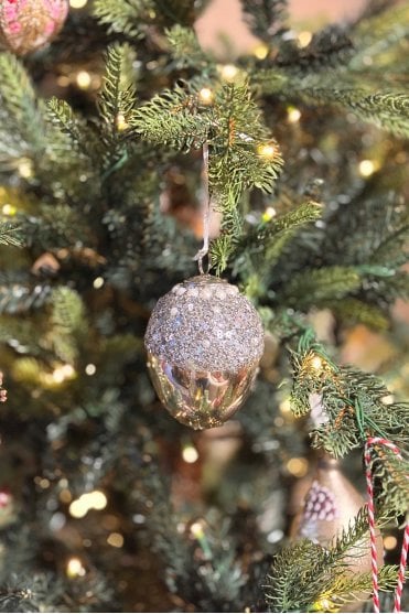 Silver Beaded Hanging Acorn