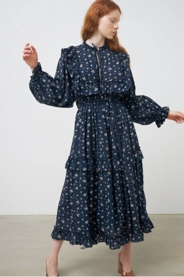 Barbara Dress in Dark Flowers