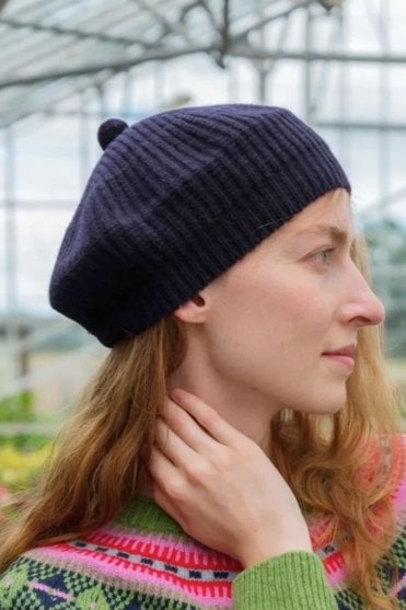 Stitch Beret in Navy