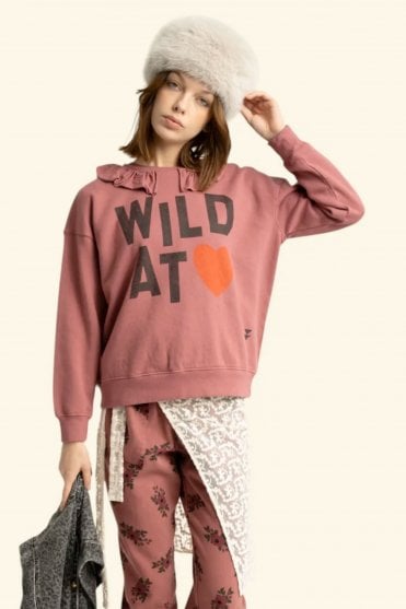 Sweatshirt Ruffled Collar Wild At Heart