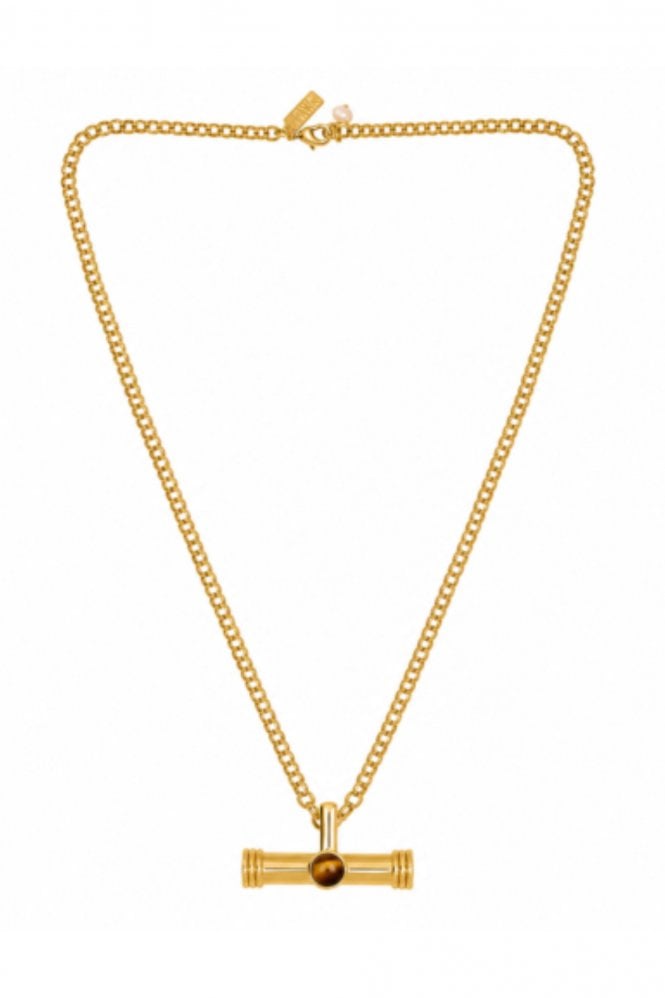 Talis Chains T-Bar Pendant Necklace with Tigers Eye