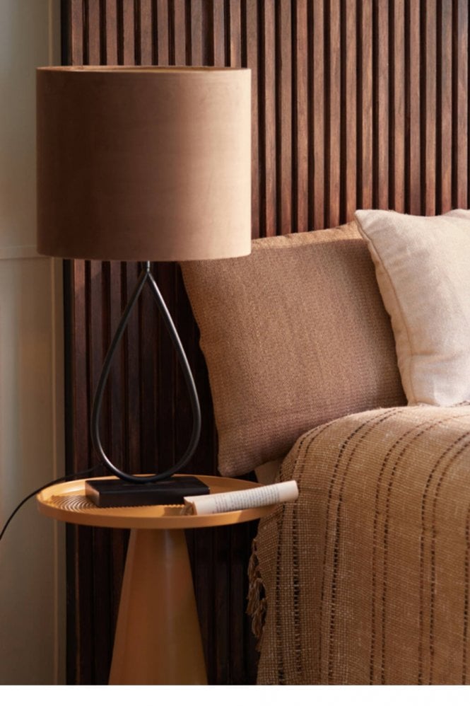 The Home Collection 35cm Velours Cylinder Shade in Chocolate